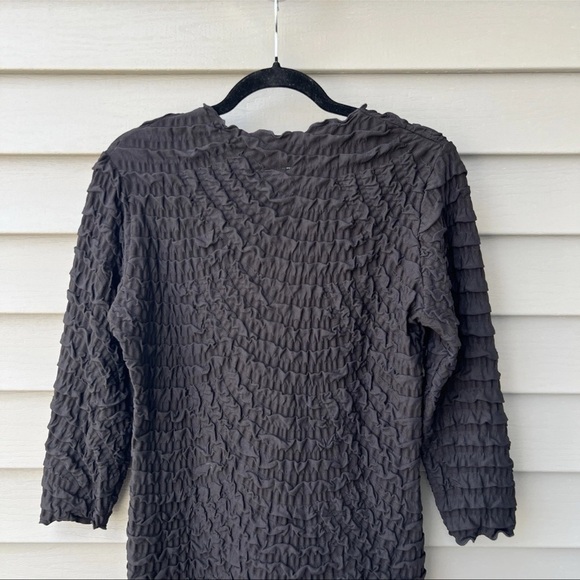 Haystack Waffle Textured Top Black 3/4 Sleeves V-neck Women's Size M - Picture 5 of 16